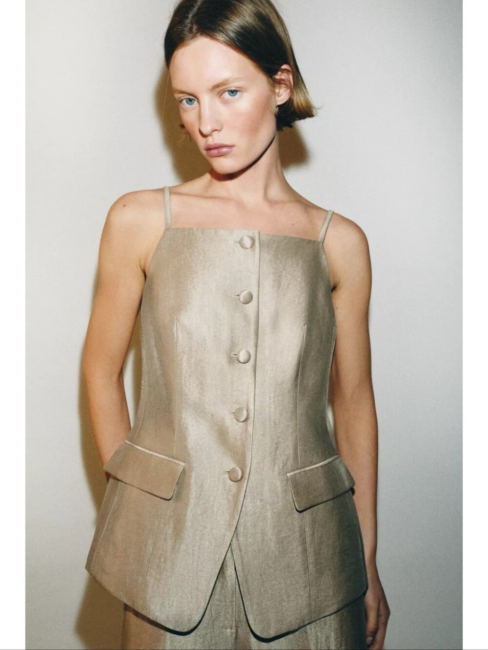 ZARA TAILORED BUSTIER VEST GOLD NEW